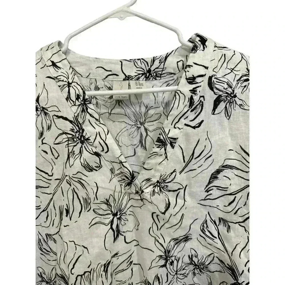 Joie Linen White and Black Button Up  Blouse Size 2X, New With Tags - Picture 2 of 7